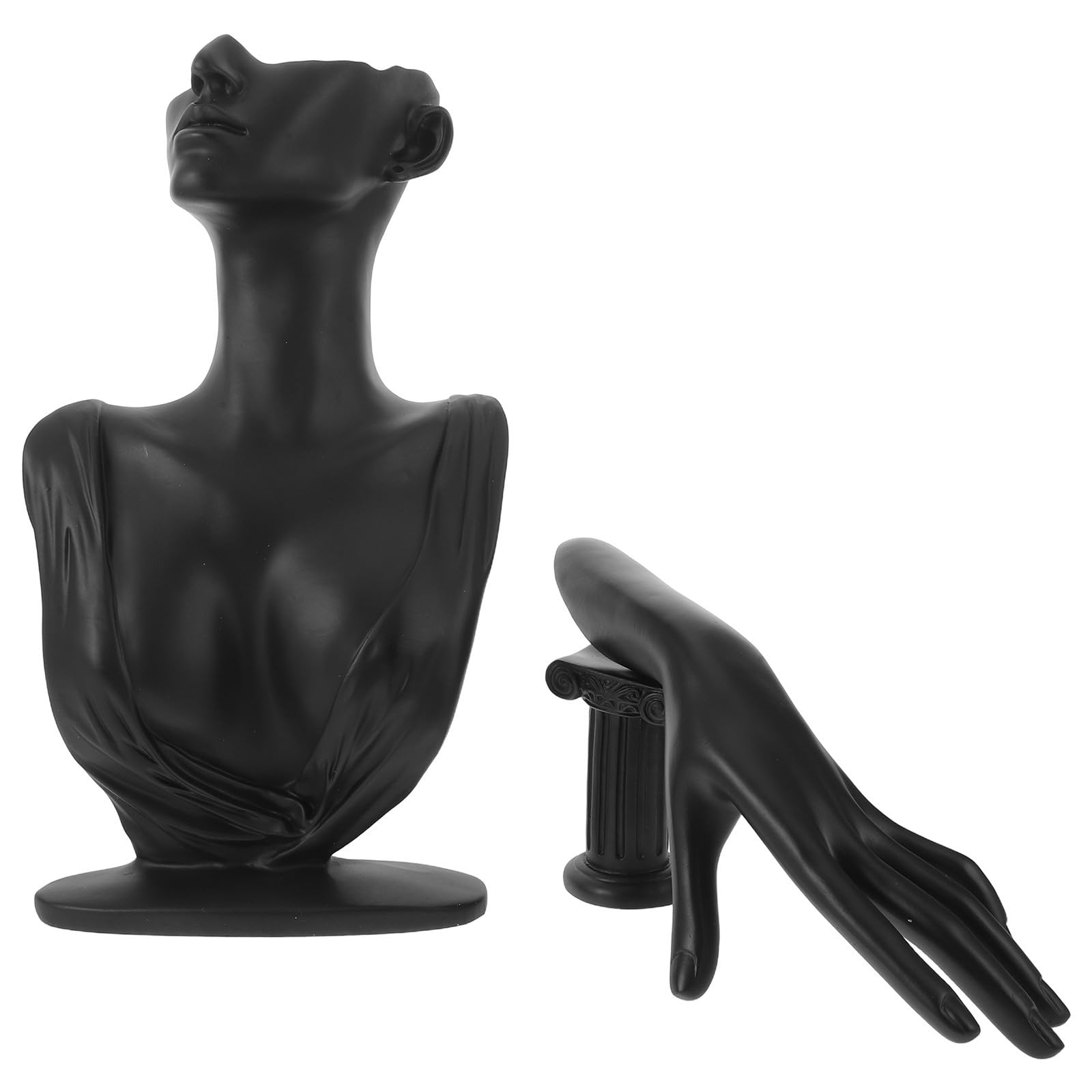 Mannequin en résine noir pour bijoux : lot de 2 présentoirs légers pour colliers et bracelets