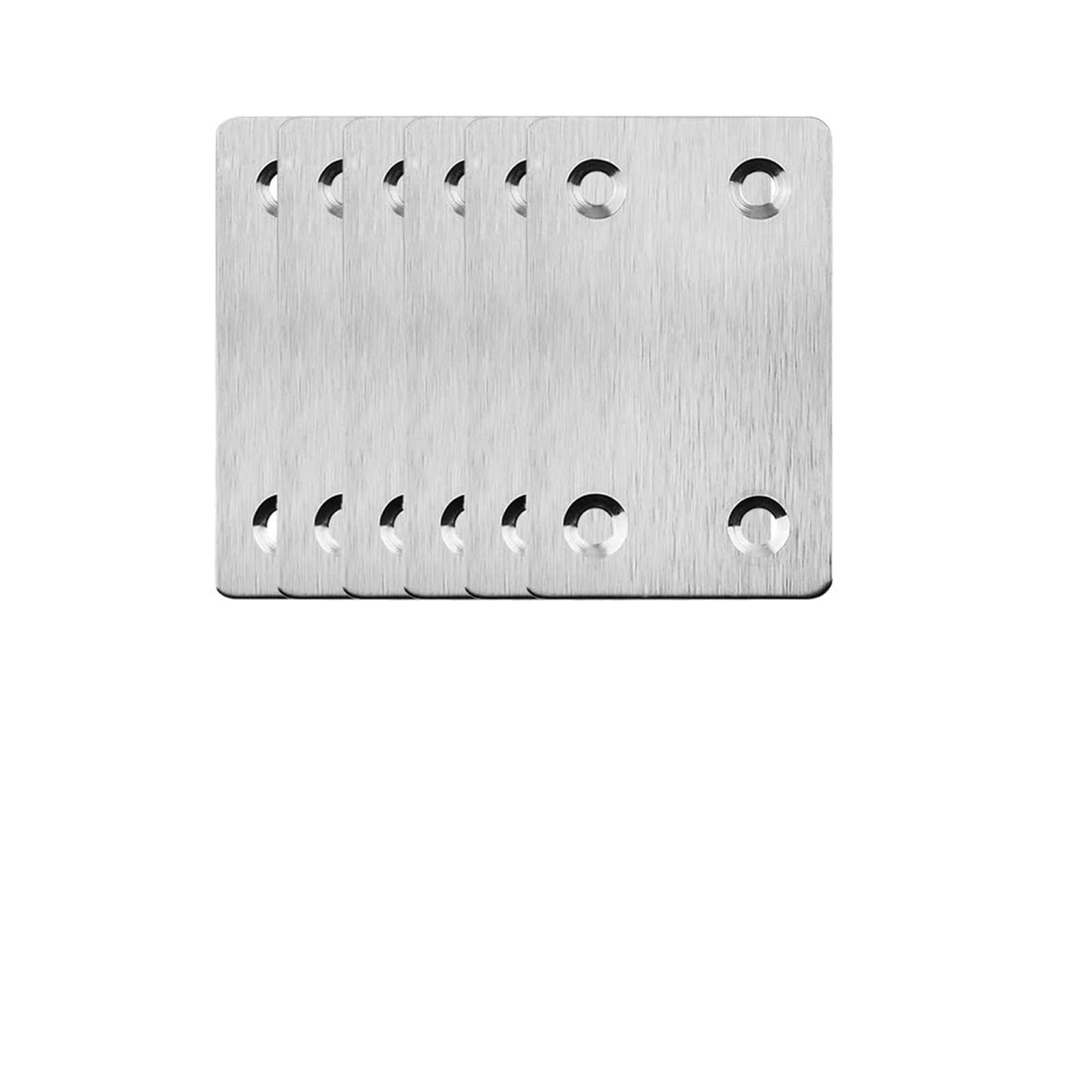 Zihdke 6Sets 6/10/20Pcs Stainless Steel Flat Mending Plates 4 Hole Straight Fixing Wooden Furniture Cabinet Repair Support Join Fasteners With Screws For Repairing(6Sets)