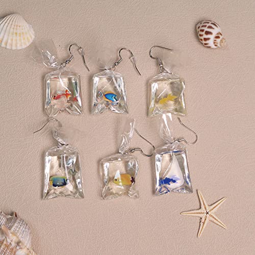 Funny Cute Animal Fish Earrings - Goldfish Water Bag Shape Dangle Hook Colorful Tiny Goldfish Bag Earrings Punk Personalized Charm Accessories Jewelry for Women3
