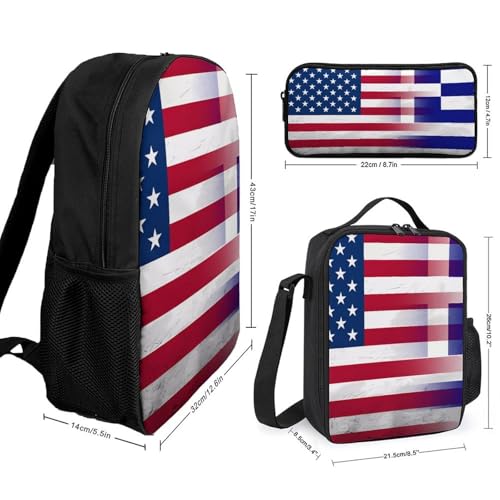 U.S. Greece Flag Large Travel Backpacks Carry on Backpack Weekender Bag with 2 Storage Pockets for Men And Women2