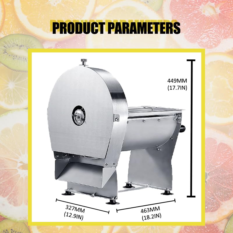Cortador de frutas y verduras, grosor ajustable de 0 a 10 mm, cortador de alimentos de acero inoxidable para catering y uso doméstico