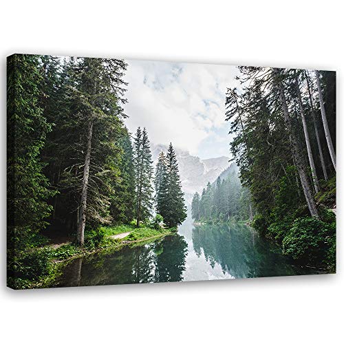 Tableau sur toile XXL paysage arbres multicolores Feeby 100x70 cm