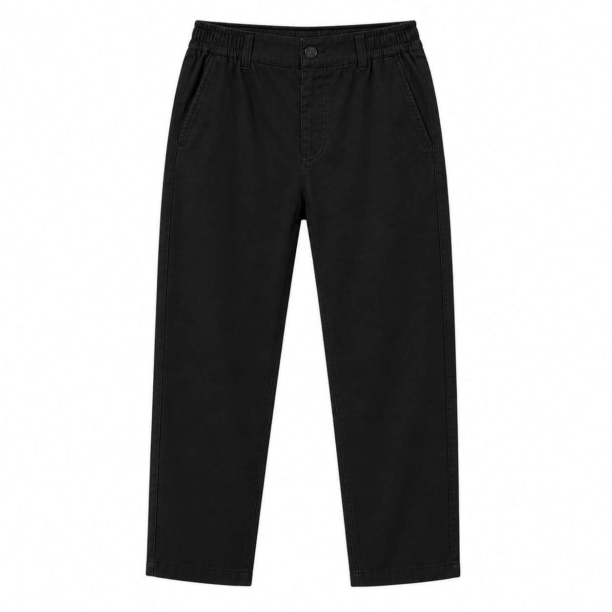 Men's Cotton Linen Blend Elastic Waist Casual Trousers | Smart Fit Formal Pants | Stretch Waist Office Wear Chinos with Side Pockets - Black-picture-38
