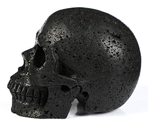 Skullis 5.0” Hot Lava Stone Crystal Skull, Hand Carved Gemstone Fine Art Sculpture, Reiki Healing Stone Statue. #TOP2