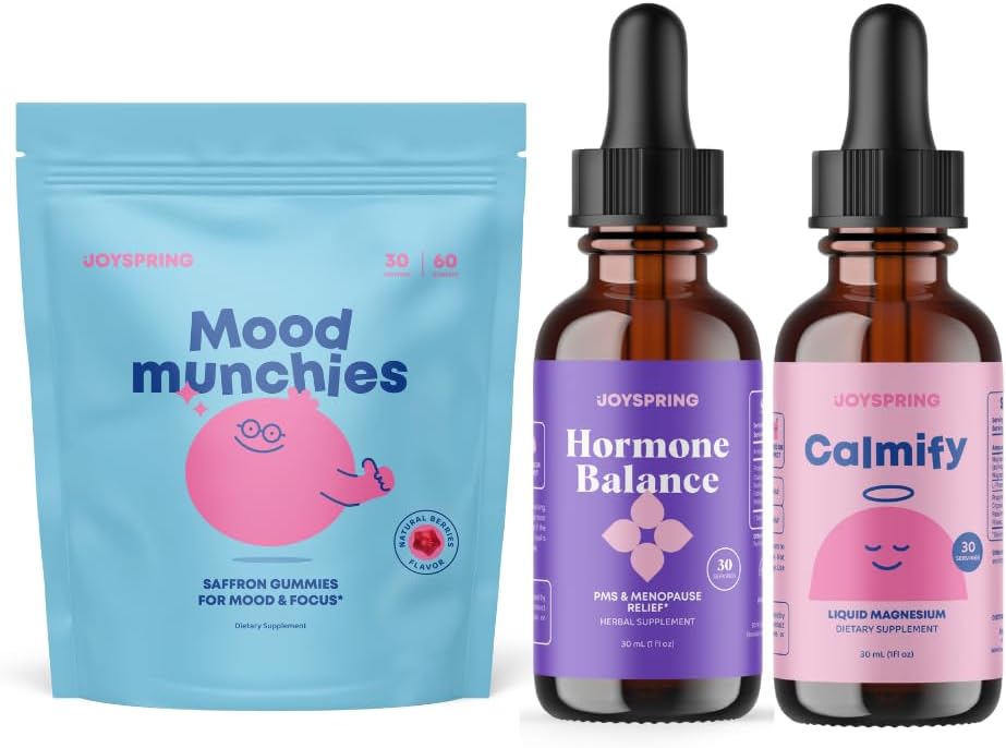 Joyspring Magnesium Citrate & Glycinate Drops for Kids, Saffron Supplements Gummies for Kids, Hormone Balance for Women