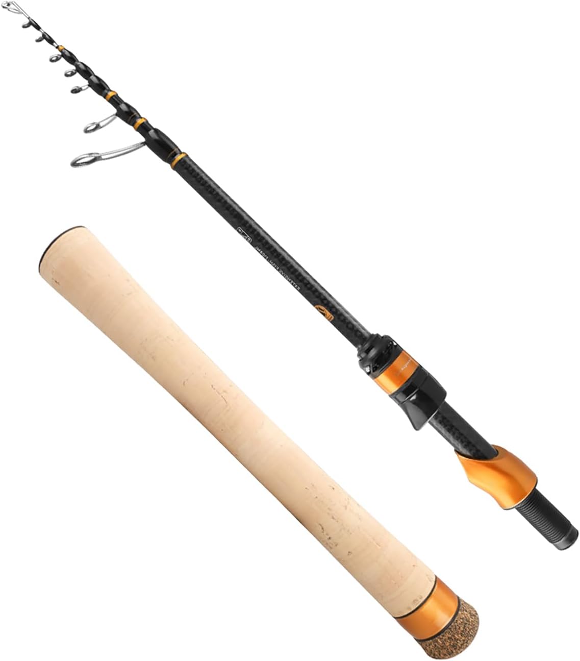 PURELURE Travel Telescopic Fishing Rods, Short Collapsible Fishing Pole Spinning Casting, 24+30 Ton Carbon Fiber, Fuji New O-Ring, Detachable Cork Handle, Multi-Action Guide Ring System