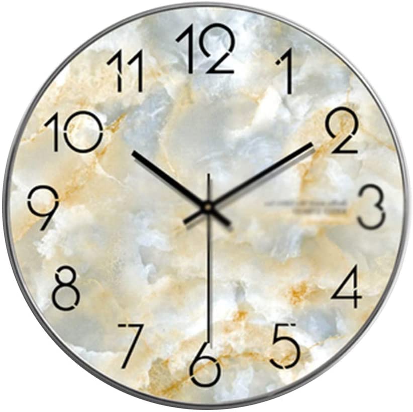 Horloge murale en bois avec chiffres noirs grande horloge de table ronde imitation marbre
