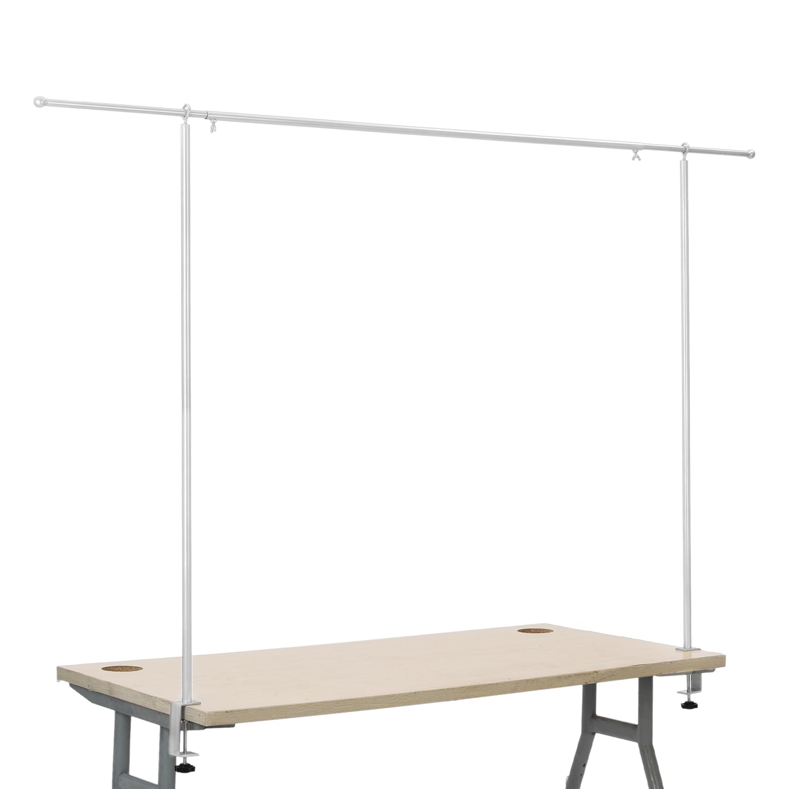 Holdfiturn Tall Over Table Rod Stand with Clamps - Adjustable 135-250cm Metal Table Arch Stand Table Clamp Stand Hanging Rail - Party Stands for Decorations, Wedding Anniversary White