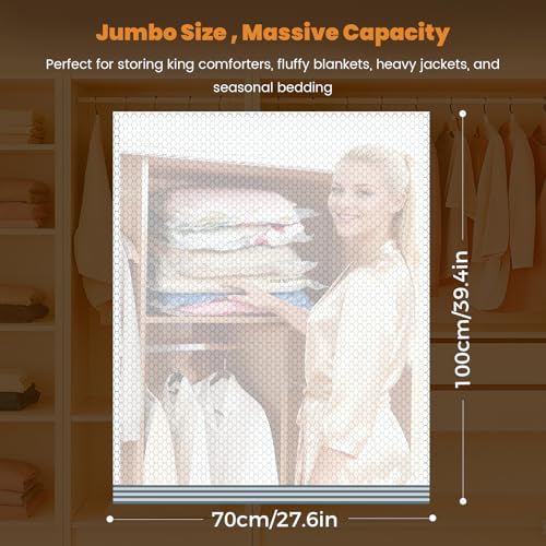 10 Jumbo Vacuum Storage Bags with Cordless Pump, Large Vacuum Seal Bags for Clothing Comforters Blankets Bedding Pillows Sweater, Space Saver Compression Packing Bag for Moving and Home Essensials - image 3