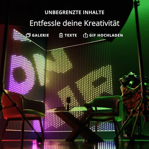 Twinkly Matrix 500 LED RGB, LED-Vorhang mit hoher Dichte, Smarte Mehfarbige RGB Gaming-Lichter, Kompatibel mit Razer Chroma, Omen, Alexa, Google Home, App-Steuerung, Transparentes Kabel, 0.5m x 2.4m