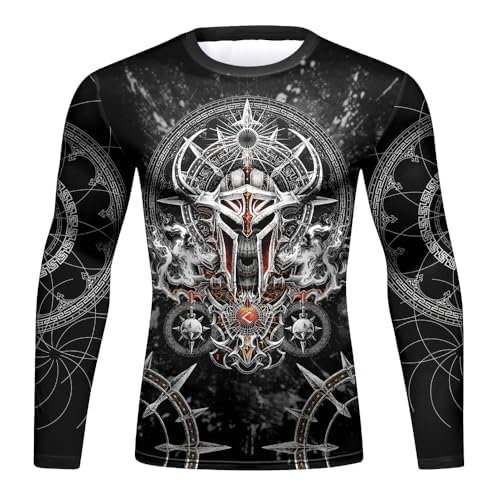 Red Plume Mens Compression Shirts Quick Dry Fitness Baselayer Sports Athletic Long Sleeves Gym Running Workout Pullover Tops
