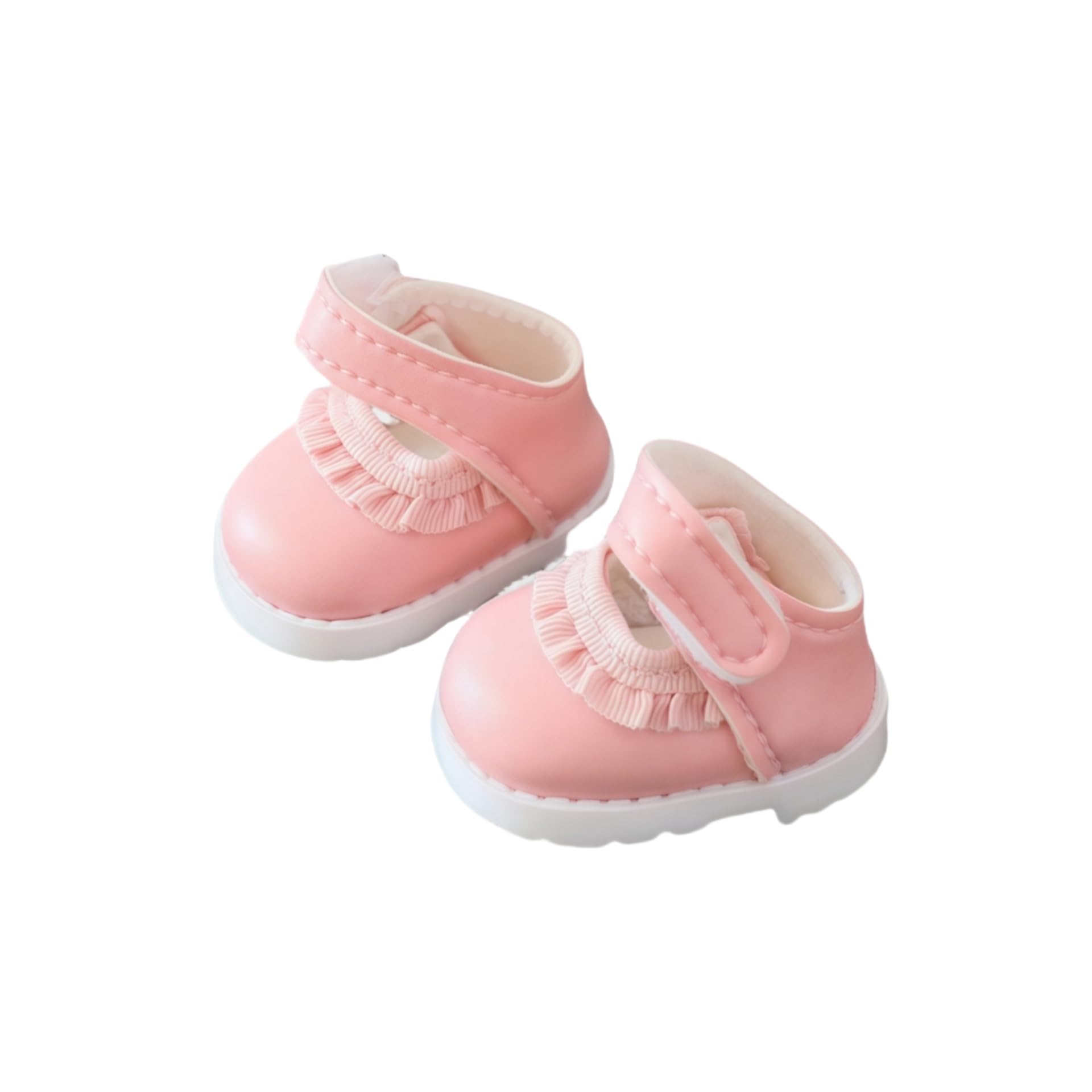 Doll Shoes for Lu bubu 17cm Dolls(No Doll) , Mini Shoes Accessories, Cute PU Leather Lace Shoes Suitable for 17cm Doll, Dress Up Doll Shoes Replacement Pink