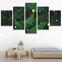 SIGNWIN 5 Panel Canvas Wall Art Modern Art Decorative Elements Fun Illustrations Leaves Multicolor Patterns for Home Decorations Ready to Hang - 60