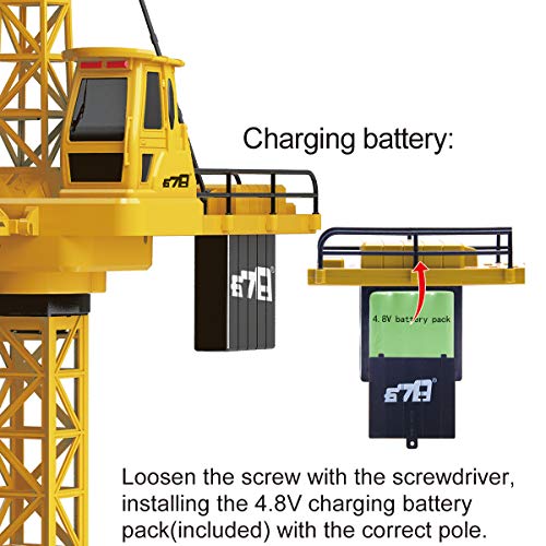 Fistone 6 Channel RC Tower Crane, 50.4 inches 680 Degree Rotation Lift Model 2.4GHz Remote Control Construction Crane Toy with Tower Light and Simulation Sound for Kids - Thumbnail 7