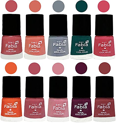 Image of ALL IN ONE (PACK OF 10), Long Lasting Glossy Nail Polish, 6 ml Each, All Vibrant Colours,02021