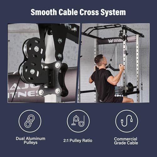 Image of MAJOR FITNESS Power Cage Drone1 Premium- Multi-Function Power Rack for Home Gym, Squat Rack with Pull-up Bar, Cable Crossover System, J-Hooks, for Strength Training, Heavy-Duty Steel Construction