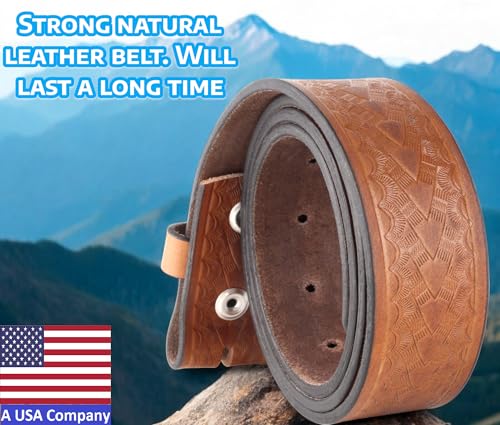 Image of F&L CLASSIC Western Belt without buckle for men - Full Grain Leather Cowboy Belts for jeans - One Piece Leather strap belt