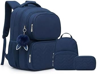 Kit Mochila Escolar 3 Peças Grande com Lancheira Térmica e Estojo Box, Mochila para Notebook, Conjunto Escolar Resistente e Confortável