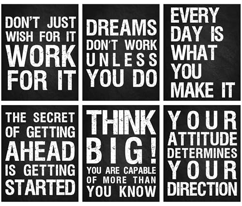 L&O Goods Inspirational Wall Art Decor Posters | Motivational Posters | Positive Quotes & Sayings | Six 8 x 10 Art Prints (Not Framed) Perfect Decorations For Any Room | Set 1
