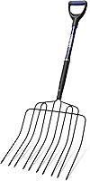 CGRNKT Heavy Duty 10-Tine Pitchfork with Fiberglass Handle - Manure Mulch Hay Fork for Gardening Farm Compost 45 Inch