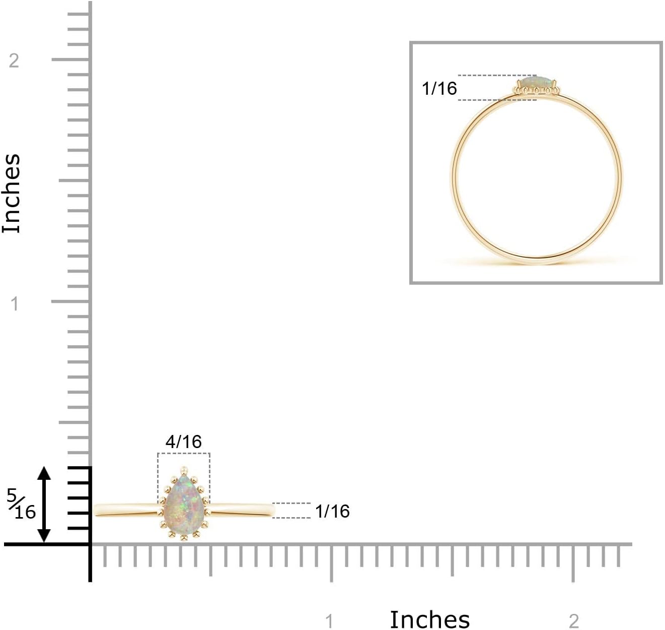 Angara Natural Opal Solitaire Ring for Women in Sterling Silver / 14K Solid Gold | October Birthstone, Birthday, Engagement, Anniversary, Wedding Jewelry Gift for Women