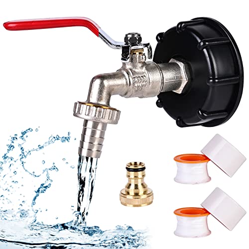 IBC container tillbehör 1/2 tum mässing IBC tank tillbehör, mässing IBC tank tillbehör S60 x 6 grov gänga IBC adapter, 1 000 l slanganslutning ersättning vattenkran för IBC regnvattentankar