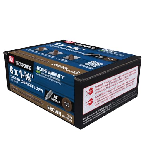 Grip-Rite DeckForce Tornillos para Decks Exteriores Compuestos para PVC y Proyectos Compuestos - Tornillos Nano Recubiertos - Punta Sierra T-17 - Marrón - #9 x 2-1/2" - Caja de 1 Lb - GRDFCS212ACA1 miniatura 4