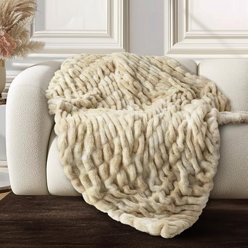 blunique Ultra Soft Cozy Faux Fur Throw Blanket, Fuzzy Plush