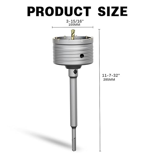 Miniatura 2 de Sierra de agujero de hormigón de 4", sierra de agujero de mampostería de 100 mm, con varilla de conexión SDS Plus de 220 mm para perforación de