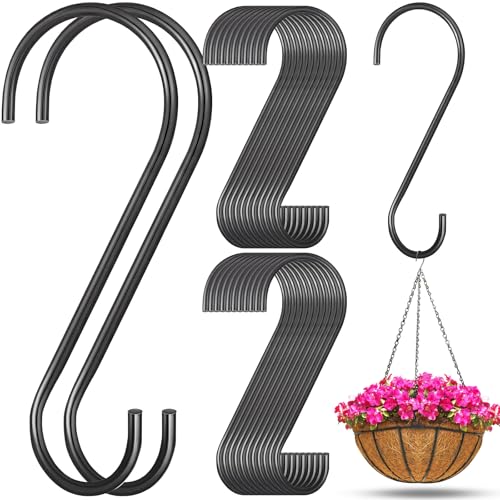 Leriton 24 Pack 12 Inch S Hooks for Hanging Plants Branch Hook, Black
