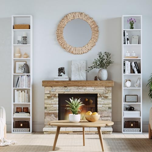 IRONCK Bücherregal Weiß, Würfelregal mit 8 Ebenen, Schmales Regal für Wohnzimmer, Büro, Schlafzimmer, Arbeitszimmer, 23.6 x 30 x 180cm