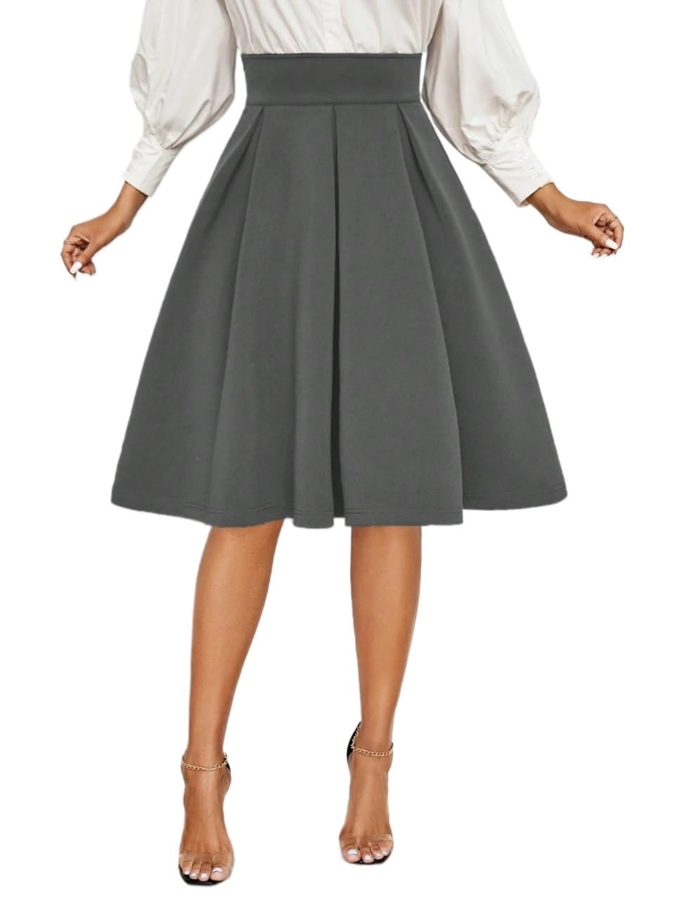 Womens Flowy Trendy Skirt High Waist Plain Skirt