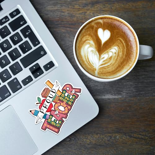 Image of Teacher Sticker 8 Pcs (Large Size) Vinyl Stickers Laptop Waterproof Decal for Car Bumper Water Bottle Notebook Luggage Window Funny Party Birthday Decorations - Size 4 Inches