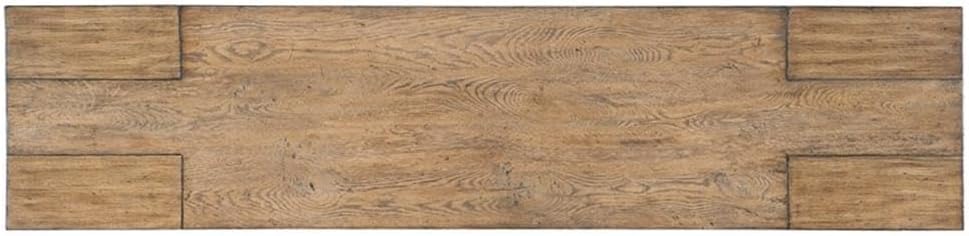 BOWERY HILL Modern Wood Console Table, Natural Light Brown Finish, Rectangle Shape with Block Legs, Interlocking Design, Entryway or Living Room Furniture