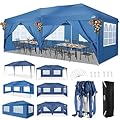 COBIZI Canopy 10x20 Pop Up Canopy Tent with 6 Sidewalls, Waterproof Outdoor Event Shelter Gazebo Sun Shade Portable 10x20 Tents for Parties Beach Camping Commercial Instant Canopy, Blue