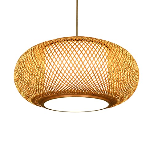 Lámpara de techo decorativa retro de bambú con forma de cesta 2