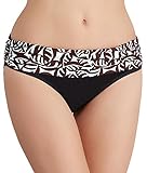 Anne Cole Women's Falling Leaves Fold Over Mid-Rise Bikini Bottom