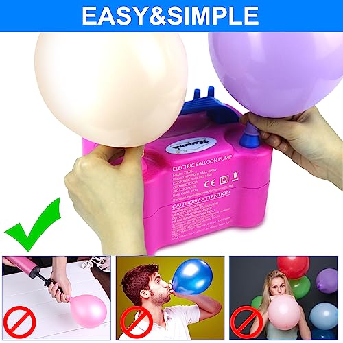 Flsepamb QQB73005 Balloon Pump, Electric Balloon Pump,Portable Dual Nozzles Electric Balloon Air Pump 110V 600W thumb #3