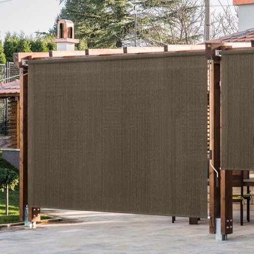 KELIXU Patio Shades Roll Up Outdoor Blind, 10' W x 8' H Cordless Sun Shade Privacy Screen with 90% UV Protection Exterior Roller Shade Cloth for Porch Pergola Backyard Windows Balcony, Mocha by KELIXU - Image 7