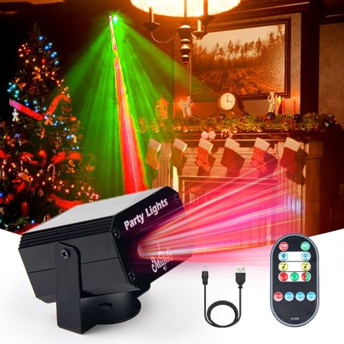 Christmas Halloween LED Projector, 32 Patterns Laser Atmosphere Light with Remote Control, 3 Adjustable Light Modes, Indoor Outdoor Decorative Projection Lamp for Christmas Halloween (USB Powered)