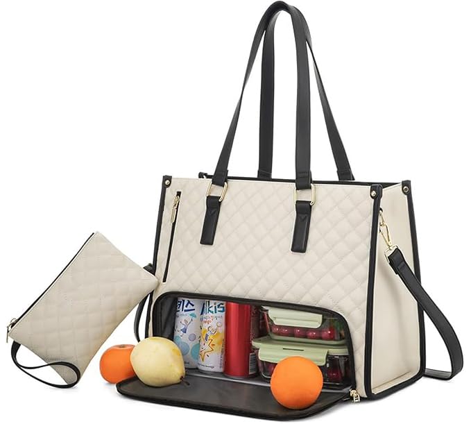 Jivitam Lunch Tote Bag for Women,15.6 Inch Laptop Bag with Insulated Lunch Compartment, Quilted Large Capacity Computer Ha... - Review, Price and Buying Guide
