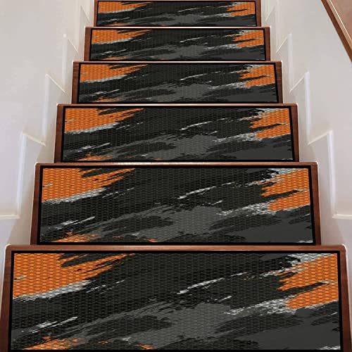 Abstract Geometric Seamless Graphic Racing For Vinyl Wrap And Decal Stair Treads Runner Non Slip Self Adhesive Carpet Safety Rug Mats For Wooden Steps Kids Dogs Indoor Outdoor Step Covers 13Pcs #TOP4