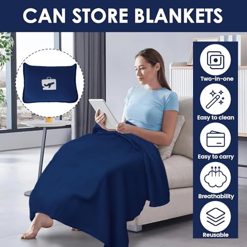 2 in 1 Travel Blanket and Pillow,Soft Warm Airplane Blanket with Storage Bag Portable Enduring Quilt Airplane Blankets for Camping Office,Compact Foldable Flannel(Tibetan green) - Image 3