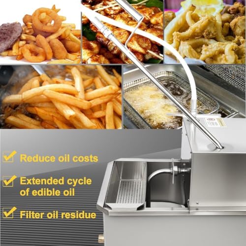 Máquina De Filtrado De Aceite Comercial De Acero Inoxidable para Freidoras, Carro Móvil De Filtración De Aceite para Restaurantes, Sistema Separador De Aceite De Cocina Eficiente, 58 L, 38 L