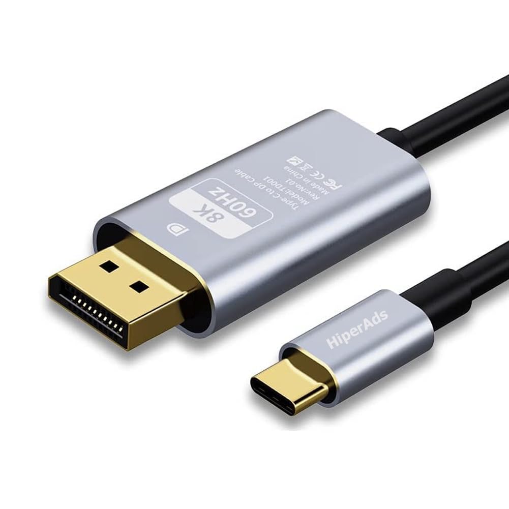 HiperAds Type C to DisplayPort Cable 8K 60Hz 30Hz, 4K 144Hz 120Hz Thunderbolt 3 to DisplayPort Cable 6.6ft USB Type C-DP 1.4 Adapter Compatible with Mac-book Pro, Laptop, Projector, TV, PC and More. HiperAds Type C to DisplayPort Cable 8K 60Hz 30Hz, 4K 144Hz 120Hz Thunderbolt 3 to DisplayPort Cable 6.6ft USB Type C-DP 1.4 Adapter Compatible with Mac-book Pro, Laptop, Projector, TV, PC and More.