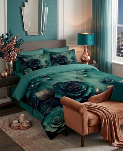 Image of Premium 7D Printed King Size Bedsheet Set with Pillow Covers Soft Cotton Blend Double Bedsheet for Home (Pillow Covers :18x28 inches Bedsheet :90x100 DarkGreen)