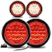 4pc 4" Round Red 24 LED Trailer Tail Lights [DOT Certified] [Grommet & Plug Included] [IP67 Waterproof] Turn Stop Brake Trailer Lights for RV Jeep Truck