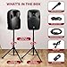 PRORECK Party 12 12-Inch 1000W 2-Way Powered PA Speaker System Combo Set with Bluetooth/USB Drive/SD Card/FM/Remote Control/Speaker Stands for Indoor, Outdoor DJ Parties, Personal Gatherings, Karaoke