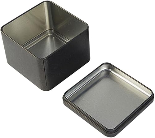 Miniatura 2 de Kichvoe Recipiente de té con tapas herméticas, latas cuadradas de metal negro, recipientes cuadrados de cocina para té, café, dulces y especias