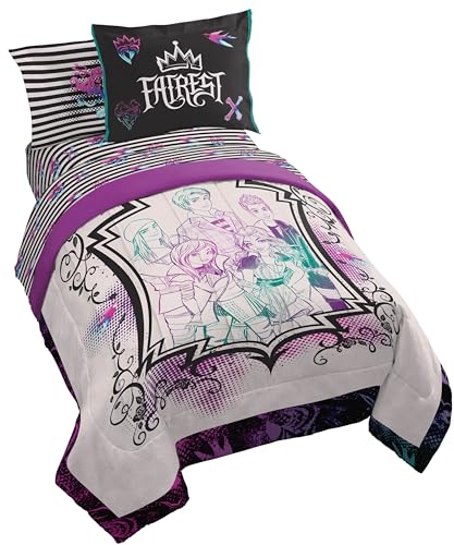 Image of Jay Franco Kids Comforter Set Includes Sheets and Pillow Cover - Soft and Cozy Bed Set for Stylish Room Decor, Multi - Descendants, 7 Piece Full